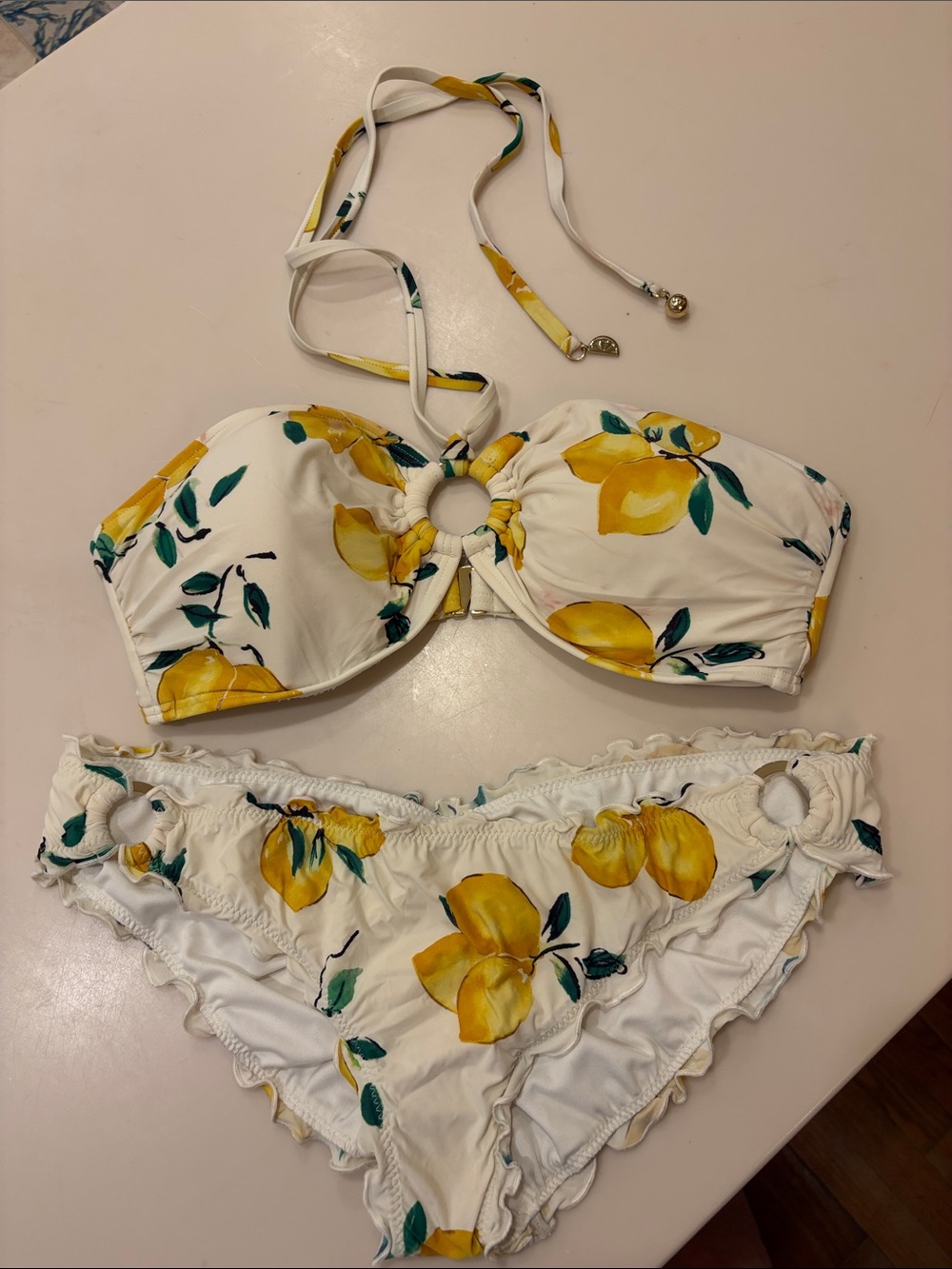 kate spade White Bikini with Yellow Lemon Print